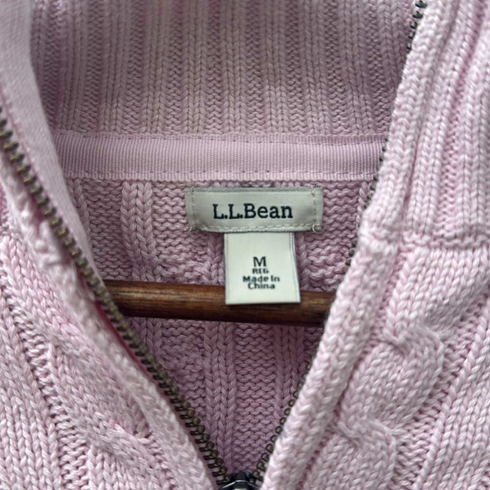 L.L. Bean Pink Cable Knit Sweater - Picture 2 of 3